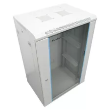 obrázek produktu XtendLan 19\" nástěnný rozvaděč 15U 600x600, nosnost 60 kg, skleněné kouřové dveře, rozložený, šedý