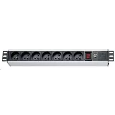 obrázek produktu 19\" rozvodný panel XtendLan 5x230V, 2xIEC320-C13, ČSN, vypínač, indikátor napětí, nadproudová ochrana, kabel 1,8m, 1,5U