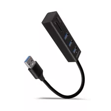 obrázek produktu AXAGON HMA-CR3A, USB 3.2 Gen 1 hub, porty 3x USB-A + čtečka karet SD/microSD, kovový, kabel USB-A 20cm