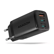 obrázek produktu AXAGON ACU-DPQ65, GaN nabíječka do sítě 65W, 3x port (USB-A + dual USB-C), PD3.0/QC4+/PPS/Apple, černá