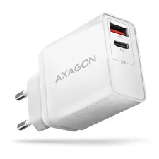 obrázek produktu AXAGON ACU-PQ22W, PD & QC nabíječka do sítě 22W, 2x port (USB-A + USB-C), PD3.0/QC3.0/AFC/FCP/Apple, bílá