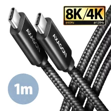 obrázek produktu AXAGON BUCM432-CM10AB, NewGEN+ kabel USB-C <-> USB-C, 1m, USB4 Gen 3×2, PD 100W 5A, 8K HD, ALU, oplet, černý