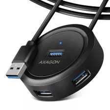 obrázek produktu AXAGON HUE-P1AL, 4x USB 3.2 Gen 1 ROUND hub, micro USB napájecí konektor, kabel USB-A 1.2m