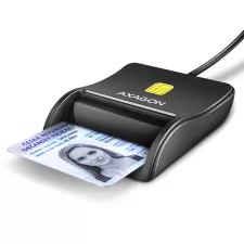 obrázek produktu AXAGON CRE-SM3N, USB-A FlatReader čtečka kontaktních karet Smart card (eObčanka), kabel 1.3m