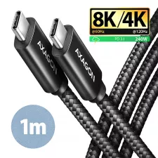 obrázek produktu AXAGON BUCM4X-CM10AB NewGEN+ kabel USB-C <-> USB-C, 1m, USB4 Gen 3×2, PD 240W 5A, 8K HD, ALU, oplet, černý