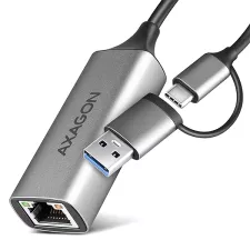 obrázek produktu AXAGON ADE-TXCA, USB-C + USB-A 3.2 Gen 1 - Gigabit Ethernet síťová karta, Asix AX88179, auto instal