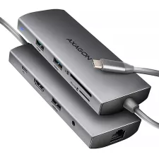 obrázek produktu AXAGON HMC-8HLSA, USB 5Gbps hub, 3x USB-A, HDMI 4k/60Hz, RJ-45 GLAN, SD/microSD, audio, PD 100W, kabel USB-C 20cm