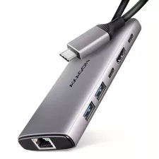 obrázek produktu AXAGON HMC-6G2L, USB 10Gb/s hub, 2x USB-A, 1x USB-C, HDMI 4k/60, RJ-45, PD 100W, kabel USB-C 15cm