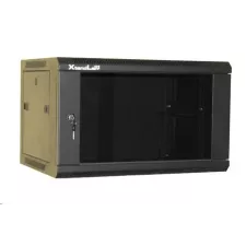 obrázek produktu XtendLan 19\" nástěnný rozvaděč 9U 600x450, nosnost 60 kg, skleněné kouřové dveře, svařovaný, černý