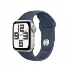obrázek produktu Apple Watch SE 40mm Stříbrný hliník s bouřkově modrým sportovním řemínkem - S/M