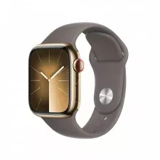 obrázek produktu Apple Watch Series 9 41mm Cellular Zlatý nerez s jílově šedým sportovním řemínkem - M/L