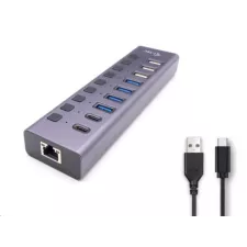 obrázek produktu i-tec USB 3.0/USB-C nabíjecí HUB 9port LAN + Power Adapter 60 W