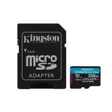 obrázek produktu Kingston MicroSDXC karta 256GB Canvas Go! Plus, R:170/W:90MB/s, Class 10, UHS-I, U3, V30, A2 + Adaptér