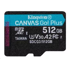 obrázek produktu Kingston MicroSDXC karta 512GB Canvas Go! Plus, R:170/W:90MB/s, Class 10, UHS-I, U3, V30, A2