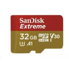 obrázek produktu SanDisk MicroSDHC karta 32GB Extreme (100MB/s, Class 10, UHS-I U3 V30) + adaptér