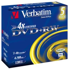 obrázek produktu VERBATIM DVD+RW SERL 4,7GB, 4x, jewel case 5 ks