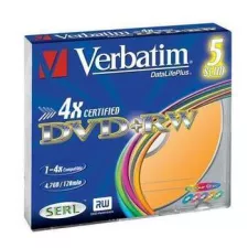 obrázek produktu VERBATIM DVD+RW SERL 4,7GB, 4x, colour, slim case 5 ks