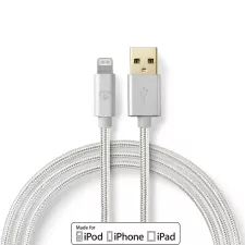 obrázek produktu Lightning Kabel | USB 2.0 | Apple Lightning 8pinový | USB-A Zástrčka | 480 Mbps | Pozlacené | 3.00 m | Kulatý | Nylon / Opletený | Hli
