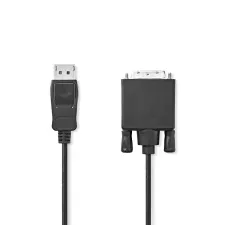 obrázek produktu Displayport kabel | DisplayPort Zástrčka | DVI-D 24+1 Zástrčka | 1080p | Poniklované | 1.00 m | Kulatý | PVC | Černá | Plastový Sá