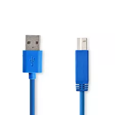 obrázek produktu USB kabel | USB 3.2 Gen 1 | USB-A Zástrčka | USB-B Zástrčka | 5 Gbps | Poniklované | 3.00 m | Kulatý | PVC | Modrá | Plastový Sáče