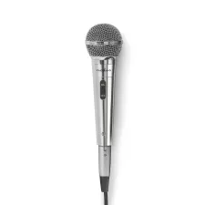 obrázek produktu Kabelový mikrofon | Kardioid | Odnímatelný kabel | 5.00 m | 80 Hz - 13 kHz | 600 Ohm | -72 dB | Vypínač | Kov | Stříbrná