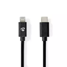 obrázek produktu Lightning Kabel | USB 2.0 | Apple Lightning 8pinový | USB-C™ Zástrčka | 480 Mbps | Poniklované | 2.00 m | Kulatý | PVC | Černá | Ob