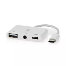 obrázek produktu USB Multiport Adaptér | USB 2.0 | USB-C™ Zástrčka | USB-A Zásuvka / USB-C™ Zásuvka / 3,5 mm Zásuvka | 480 Mbps | 0.10 m | Kulatý 