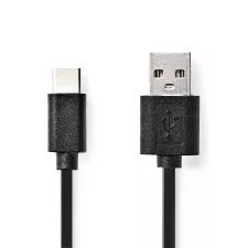 obrázek produktu USB kabel | USB 2.0 | USB-A Zástrčka | USB-C™ Zástrčka | 15 W | 480 Mbps | Poniklované | 3.00 m | Kulatý | PVC | Černá | Label
