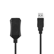 obrázek produktu Aktivní kabel USB | USB 2.0 | USB-A Zástrčka | USB-A Zásuvka | 480 Mbps | 10.0 m | Kulatý | Poniklované | PVC | Měď | Label