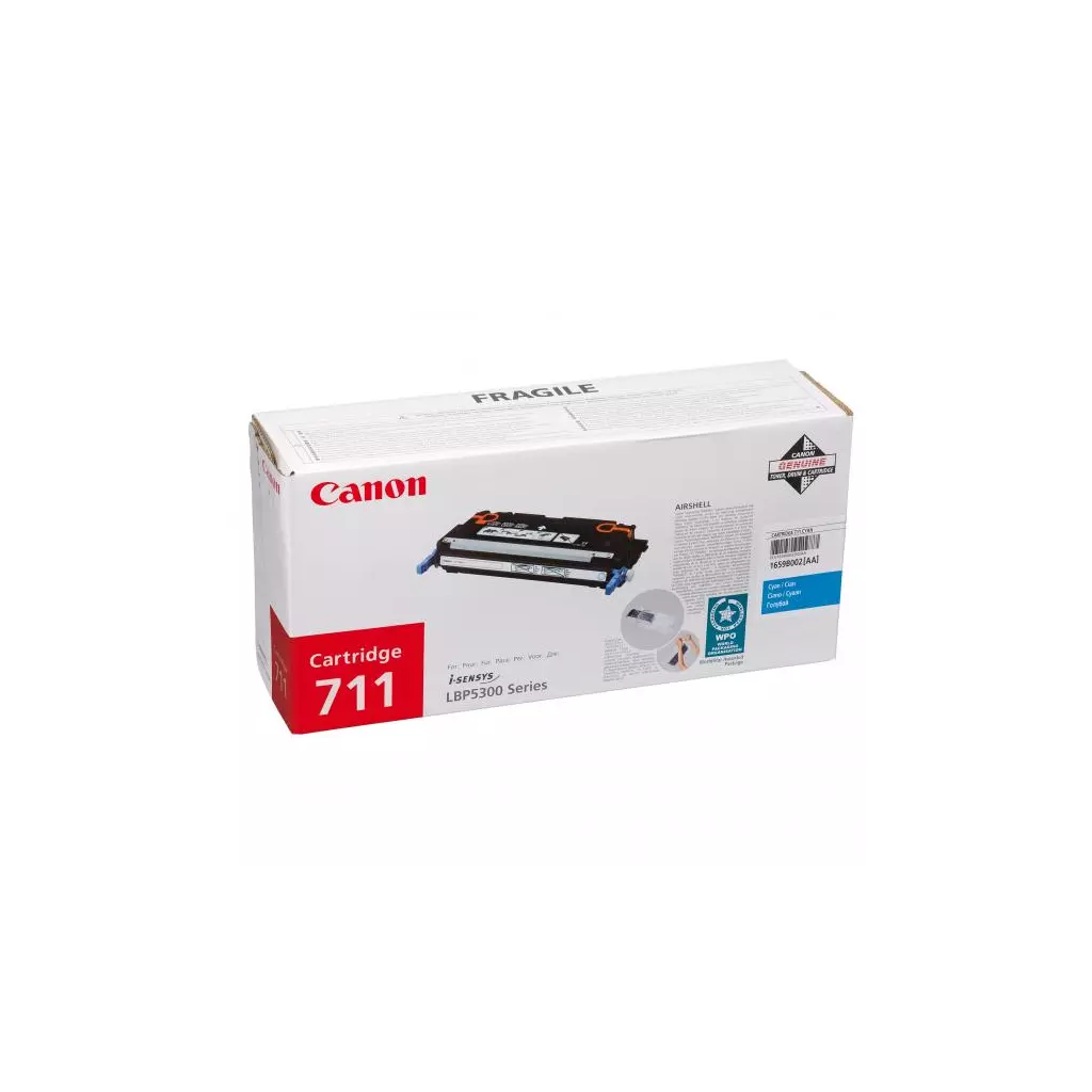 Obrázek produktu Canon originální toner CRG711, 1659B002, cyan, 6000str., DOPRODEJ