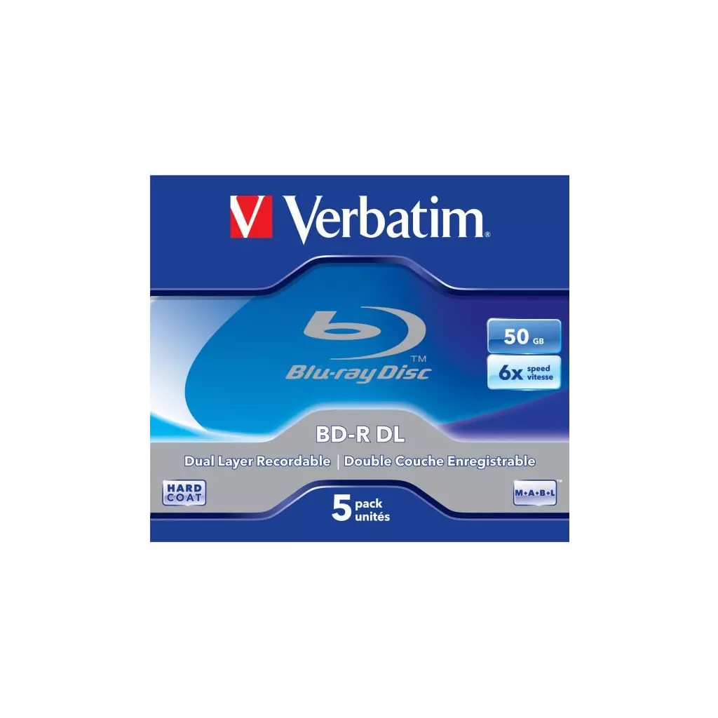 Obrázek produktu Verbatim BD-R, Dual Layer 50GB, jewel box, 43748, 6x, 5-pack, pro archivaci dat
