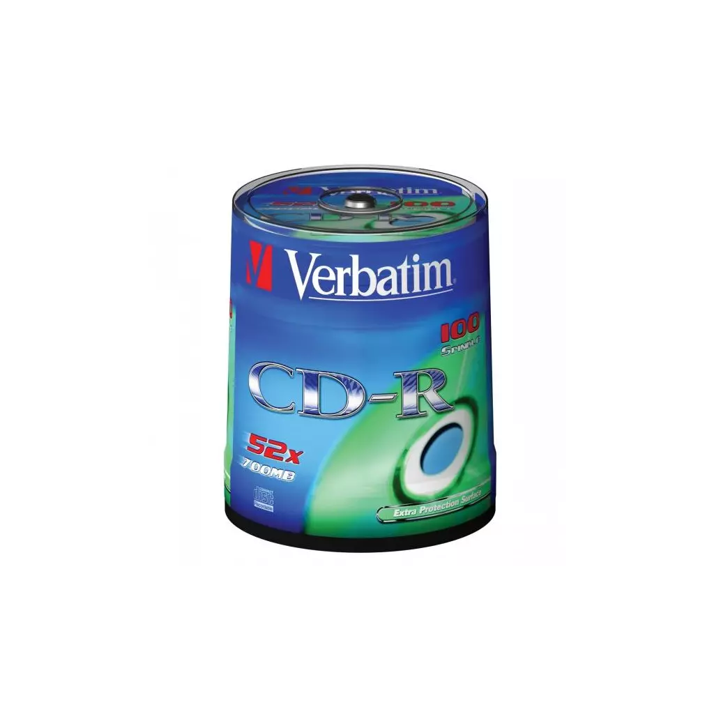 Obrázek produktu Verbatim CD-R, 43411, Extra Protection, 100-pack, 700MB, 52x, 80min., 12cm, bez možnosti potisku, spindle, pro archivaci dat