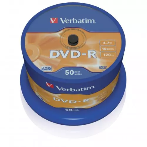 obrázek produktu Verbatim DVD-R, Matt Silver, 43548, 4.7GB, 16x, spindle, 50-pack, bez možnosti potisku, 12cm, pro archivaci dat