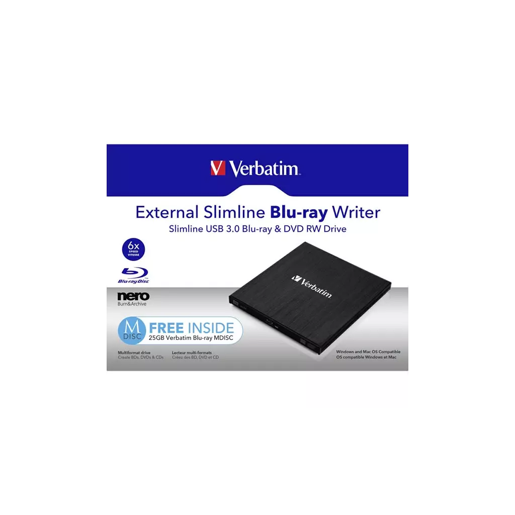 Obrázek produktu Verbatim externí Blu-Ray vypalovačka, 43890, technologie MDISC (tm)