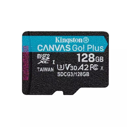 obrázek produktu Kingston paměťová karta Canvas Go! Plus, 128GB, micro SDXC, SDCG3/128GBSP, UHS-I U3, A2, V30