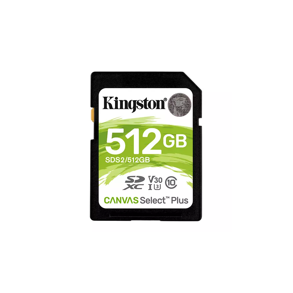Obrázek produktu Kingston paměťová karta Canvas Select Plus, 512GB, SDXC, SDC2/512GB, UHS-I U3 (Class 10), A1