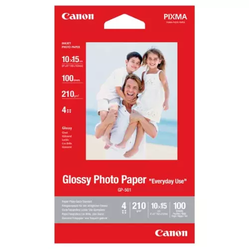obrázek produktu Canon Photo paper Everyday Use, GP-501, foto papír, lesklý, 0775B003, bílý, 10x15cm, 4x6", 200 g/m2, 100 ks, inkoustový