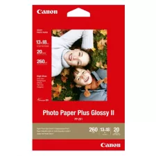 obrázek produktu Canon Photo Paper Plus Glossy, PP-201 5x7, foto papír, lesklý, 2311B018, bílý, 13x18cm, 5x7\", 265 g/m2, 20 ks, inkoustový