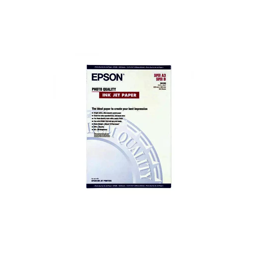 Obrázek produktu Epson Photo Quality InkJet Paper, C13S041069, foto papír, matný, bílý, Stylus Pro XL, XL+,1500, Laser 15, A3+, 104 g/m2, 720dpi, 1