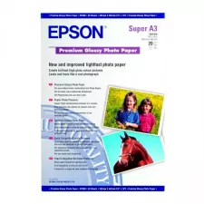 obrázek produktu Epson Premium Glossy Photo Paper, C13S041316, foto papír, lesklý, bílý, Stylus Photo 890, 895, 1270, 2100, A3+, 255 g/m2, 20 ks, i