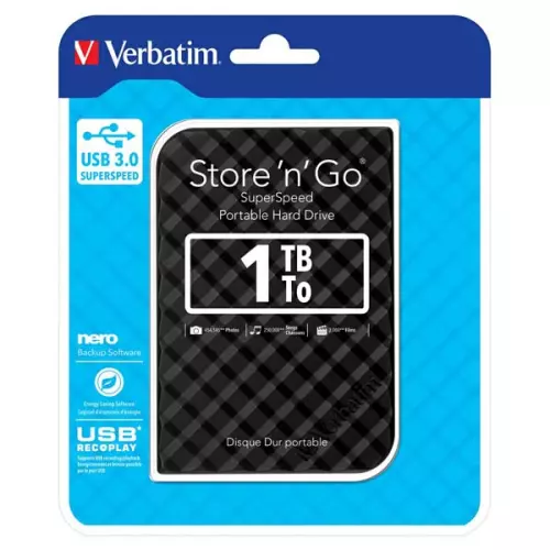 obrázek produktu Verbatim externí pevný disk, Store N Go, 2.5", USB 3.0 (3.2 Gen 1), 1TB, 53194, černý