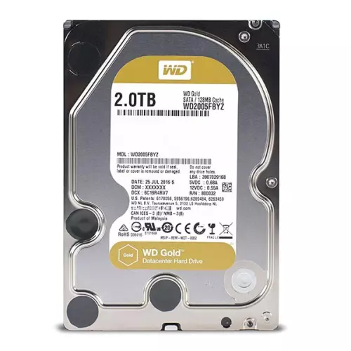 obrázek produktu Western Digital interní pevný disk, WD Gold Raid, 3.5", SATA III, 2TB, 2000GB, WD2005FBYZ