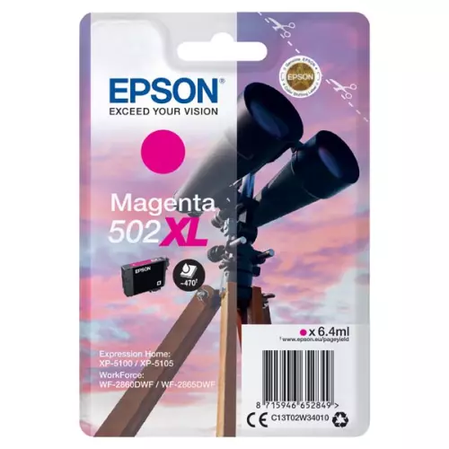 obrázek produktu Epson originální ink C13T02W34010, 502XL, T02W340, magenta, 470str., 6.4ml