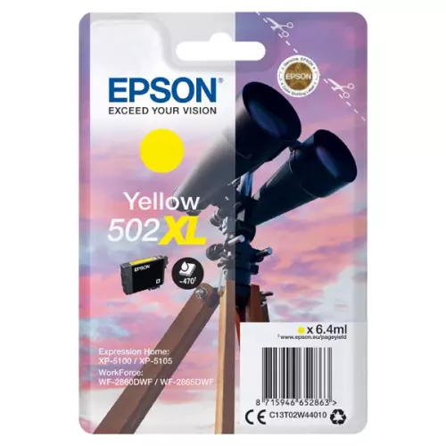 obrázek produktu Epson originální ink C13T02W44010, 502XL, T02W440, yellow, 470str., 6.4ml