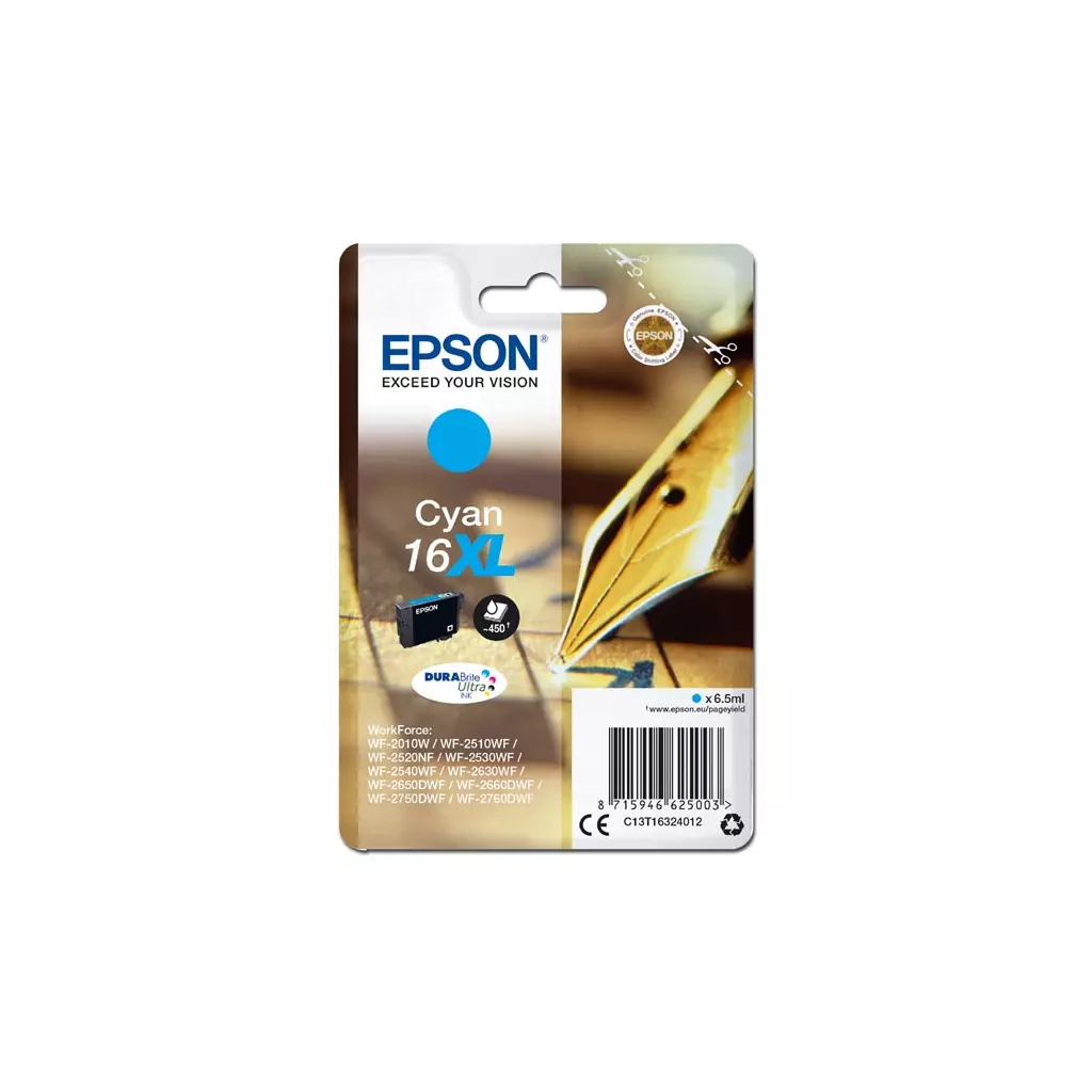 Obrázek produktu Epson originální ink C13T16324012, T163240, 16XL, cyan, 6.5ml