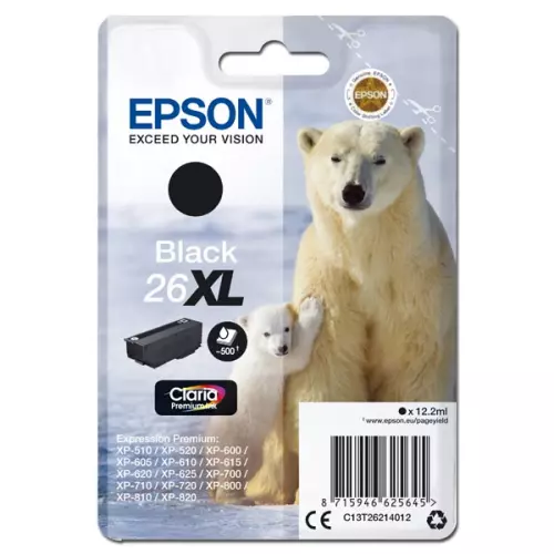 obrázek produktu Epson originální ink C13T26214012, T262140, 26XL, black, 12,2ml