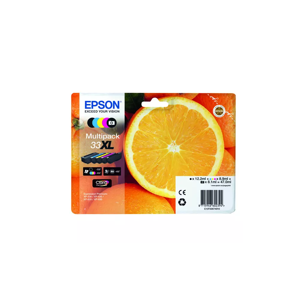 Obrázek produktu Epson originální ink C13T33574011, T33XL, CMYK, 12,2/3x8,9/8,1ml