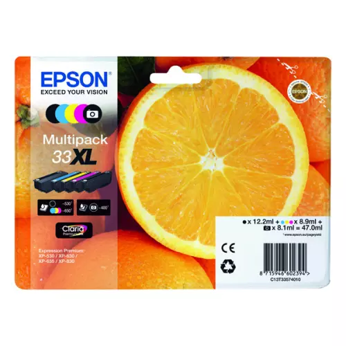 obrázek produktu Epson originální ink C13T33574011, T33XL, CMYK, 12,2/3x8,9/8,1ml