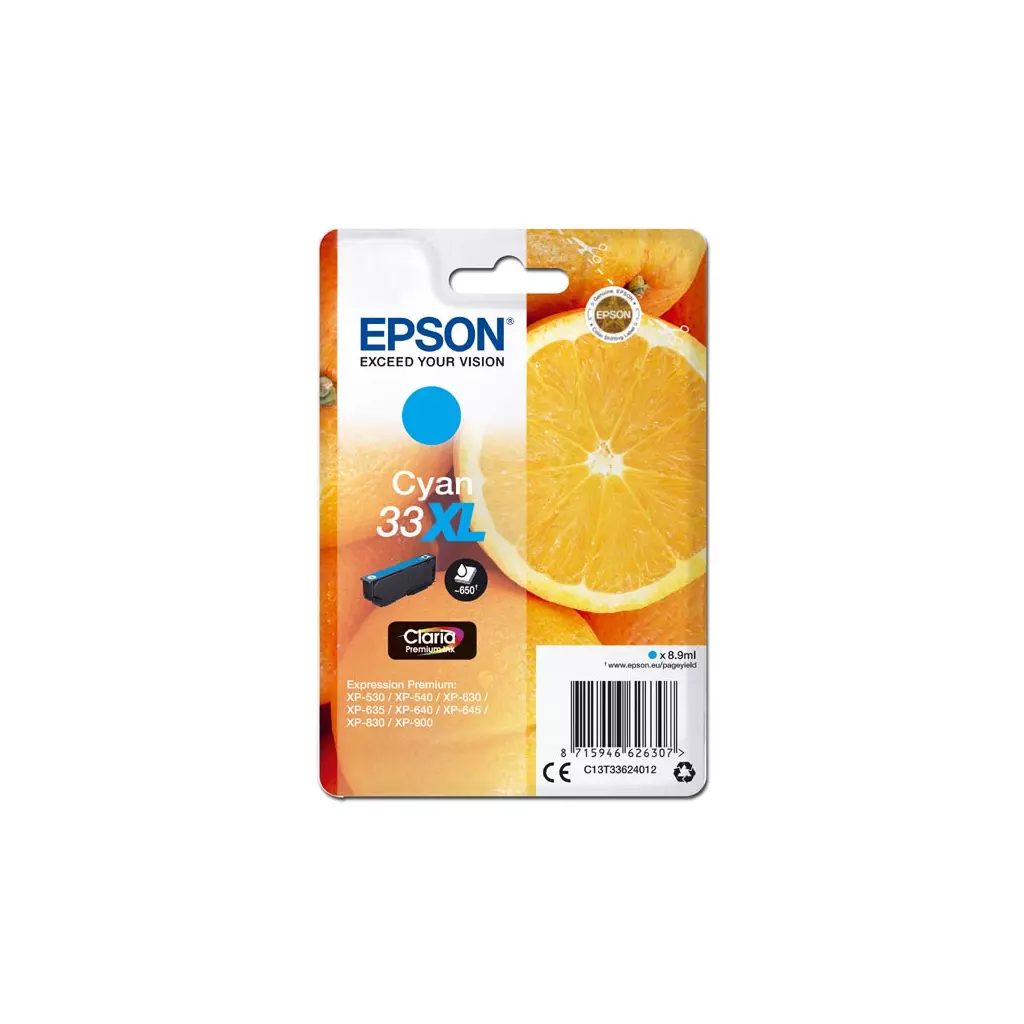 Obrázek produktu Epson originální ink C13T33624012, T33XL, cyan, 8,9ml