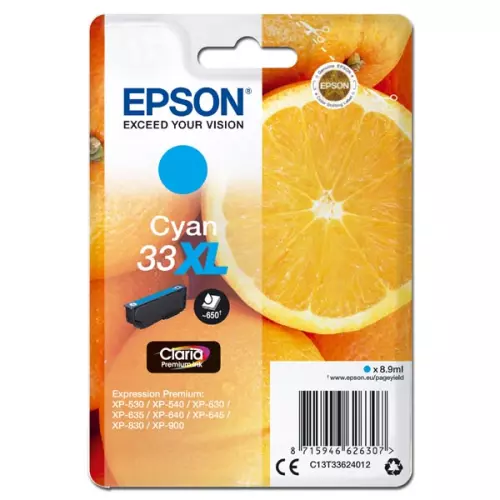 obrázek produktu Epson originální ink C13T33624012, T33XL, cyan, 8,9ml